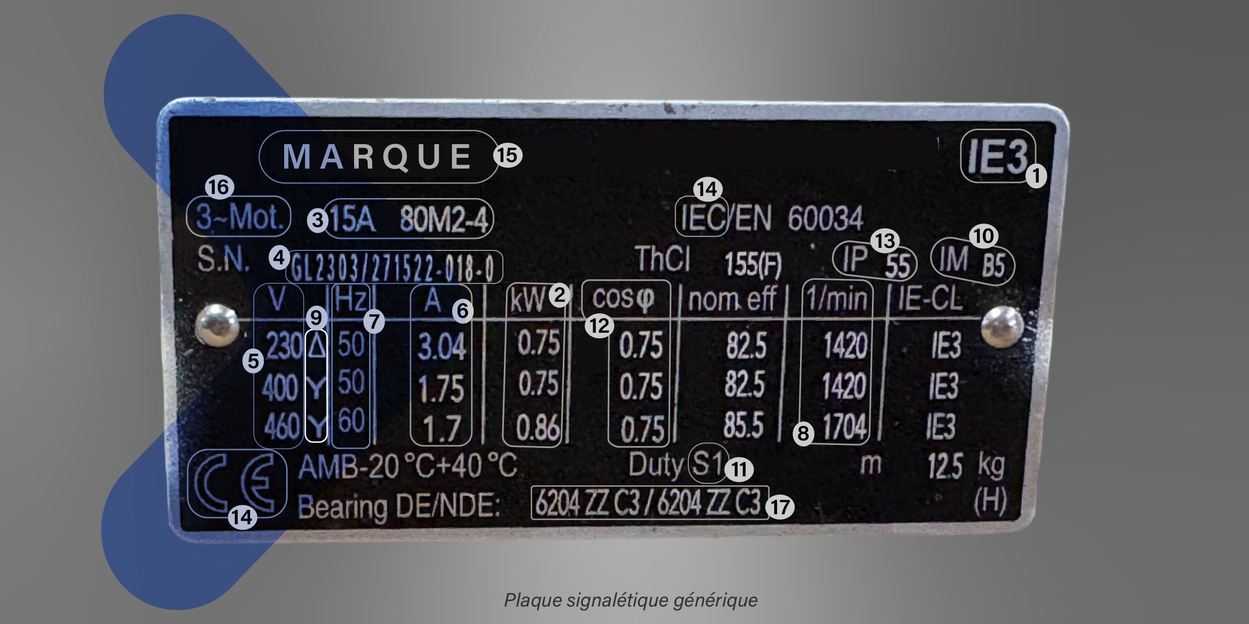 Comment lire la plaque signalétique d’un moteur électrique ?